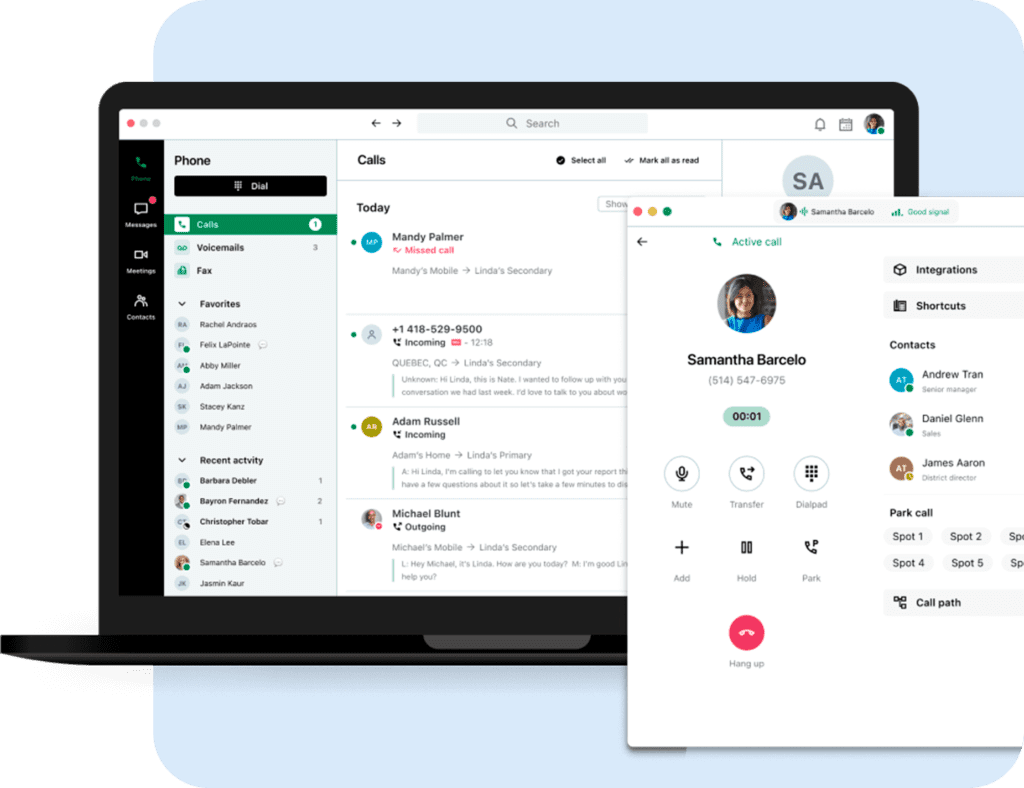 Tela do GoTo Contact Center exibindo painel de atendimento e relatórios de experiência do cliente.
